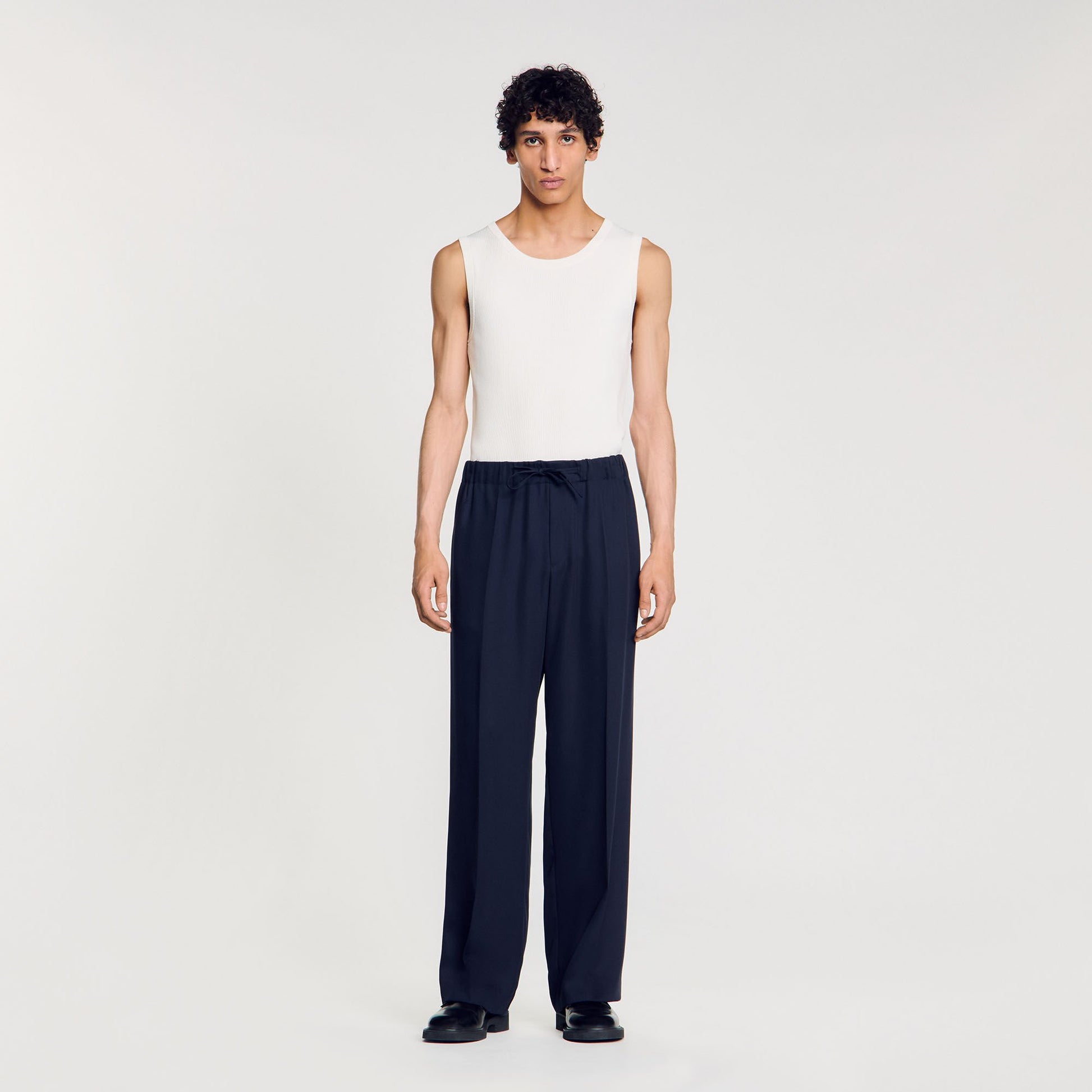 Sandro Elasticated wide-leg trousers Midnight Blue
