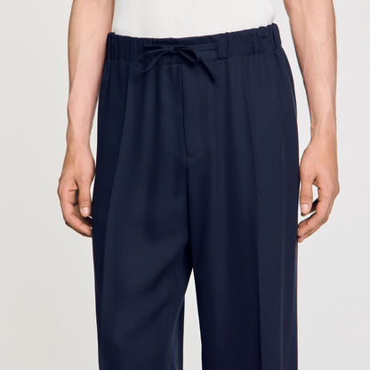 Sandro Elasticated wide-leg trousers Midnight Blue