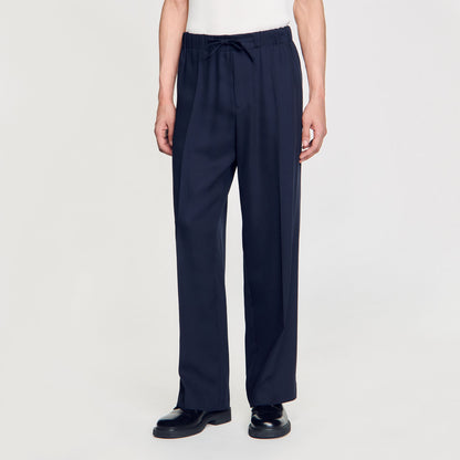 Sandro Elasticated wide-leg trousers Midnight Blue