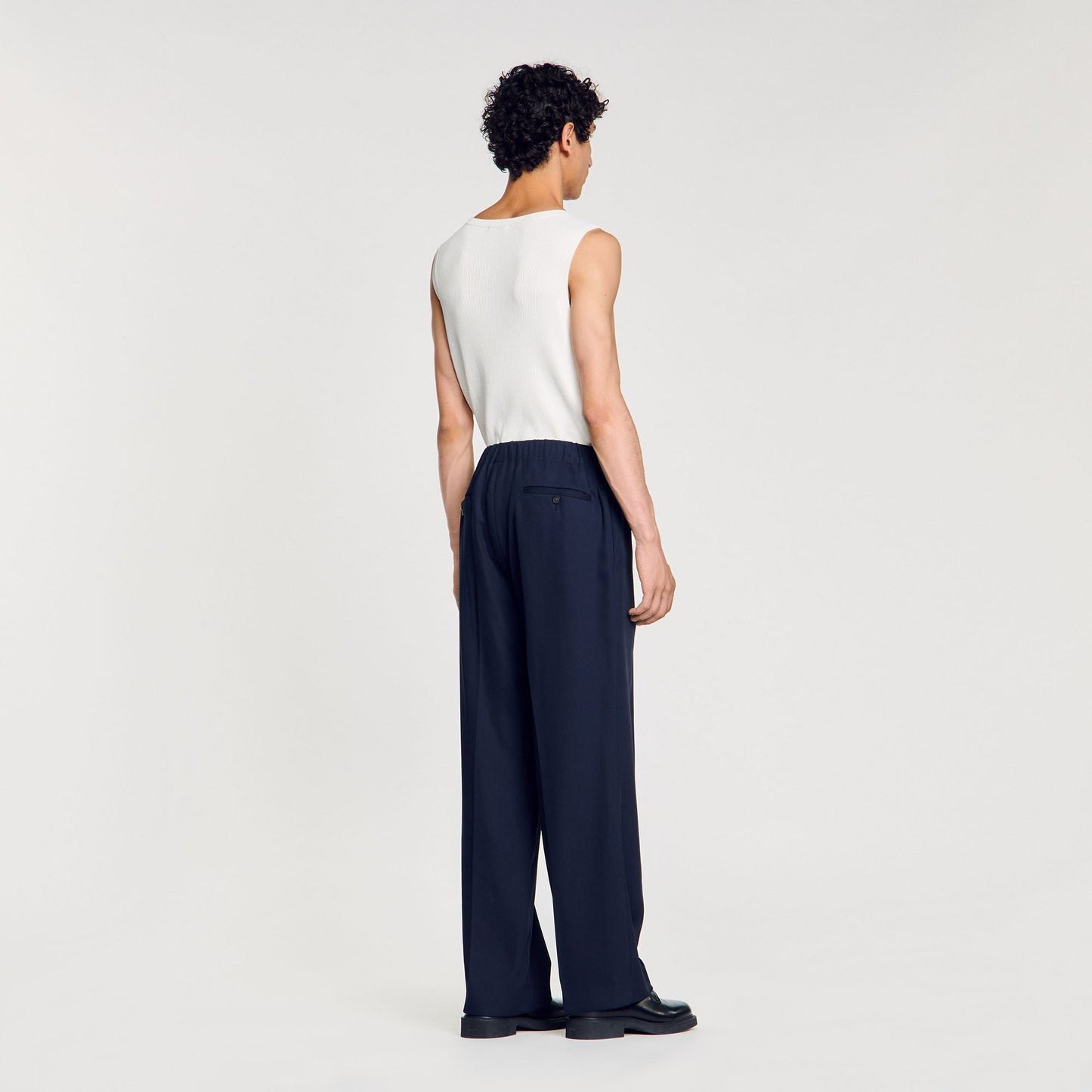 Sandro Elasticated wide-leg trousers Midnight Blue