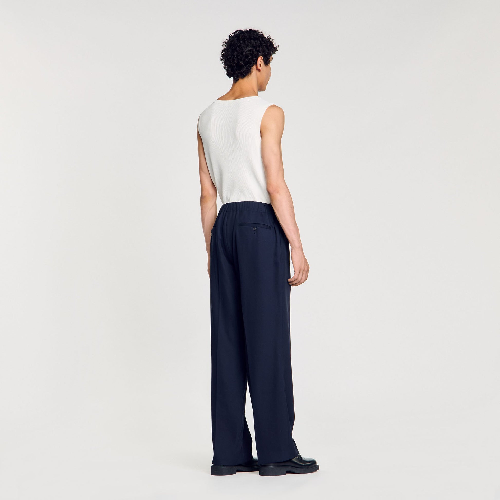Sandro Elasticated wide-leg trousers Midnight Blue