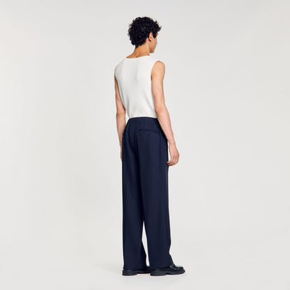 Sandro Elasticated wide-leg trousers Midnight Blue