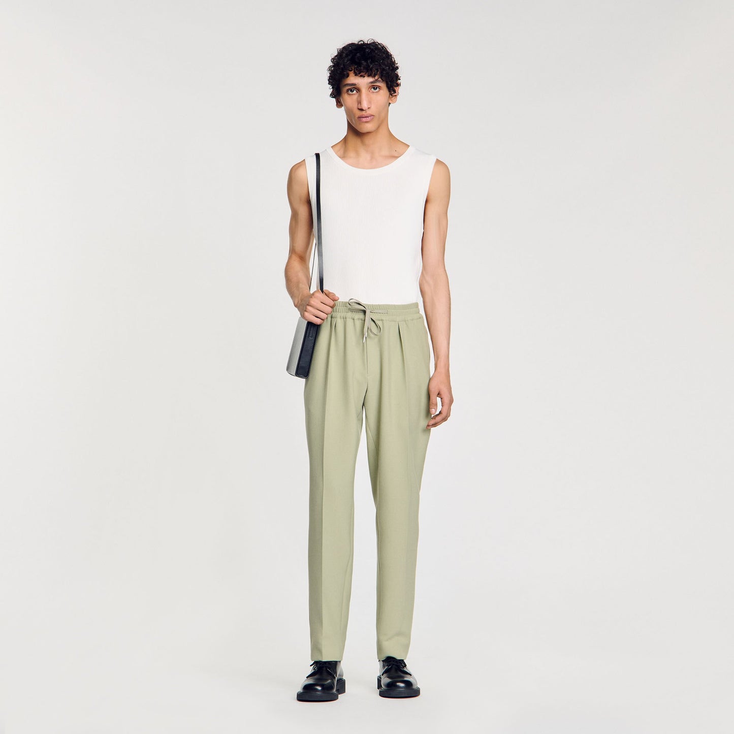 Sandro Elasticated straight-leg trousers Light Kaki.