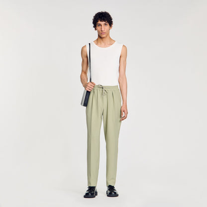 Sandro Elasticated straight-leg trousers Light Kaki.