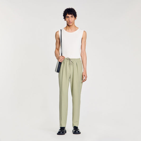 Sandro Elasticated straight-leg trousers Light Kaki.