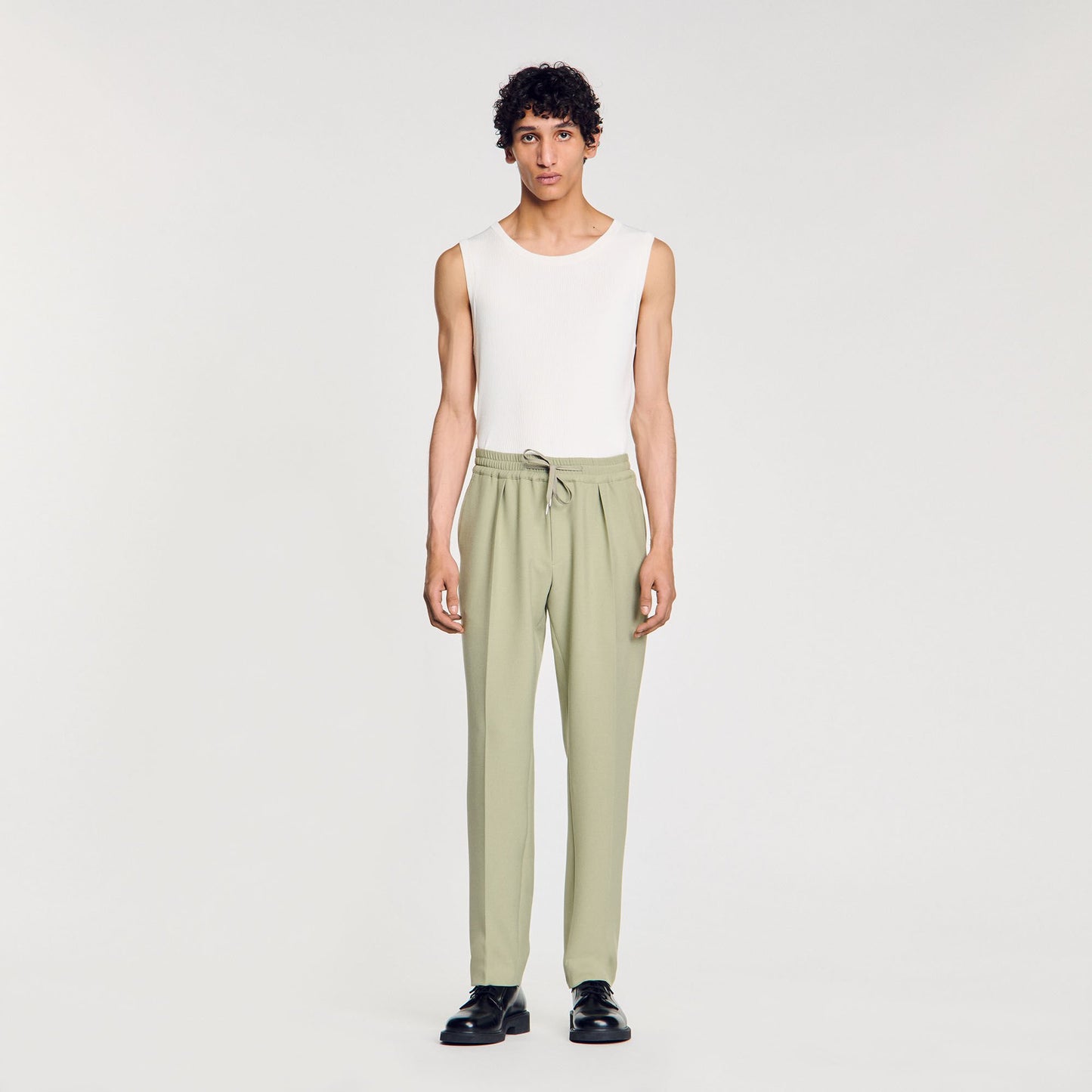 Sandro Elasticated straight-leg trousers Light Kaki.