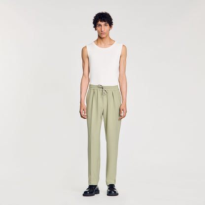 Sandro Elasticated straight-leg trousers Light Kaki.