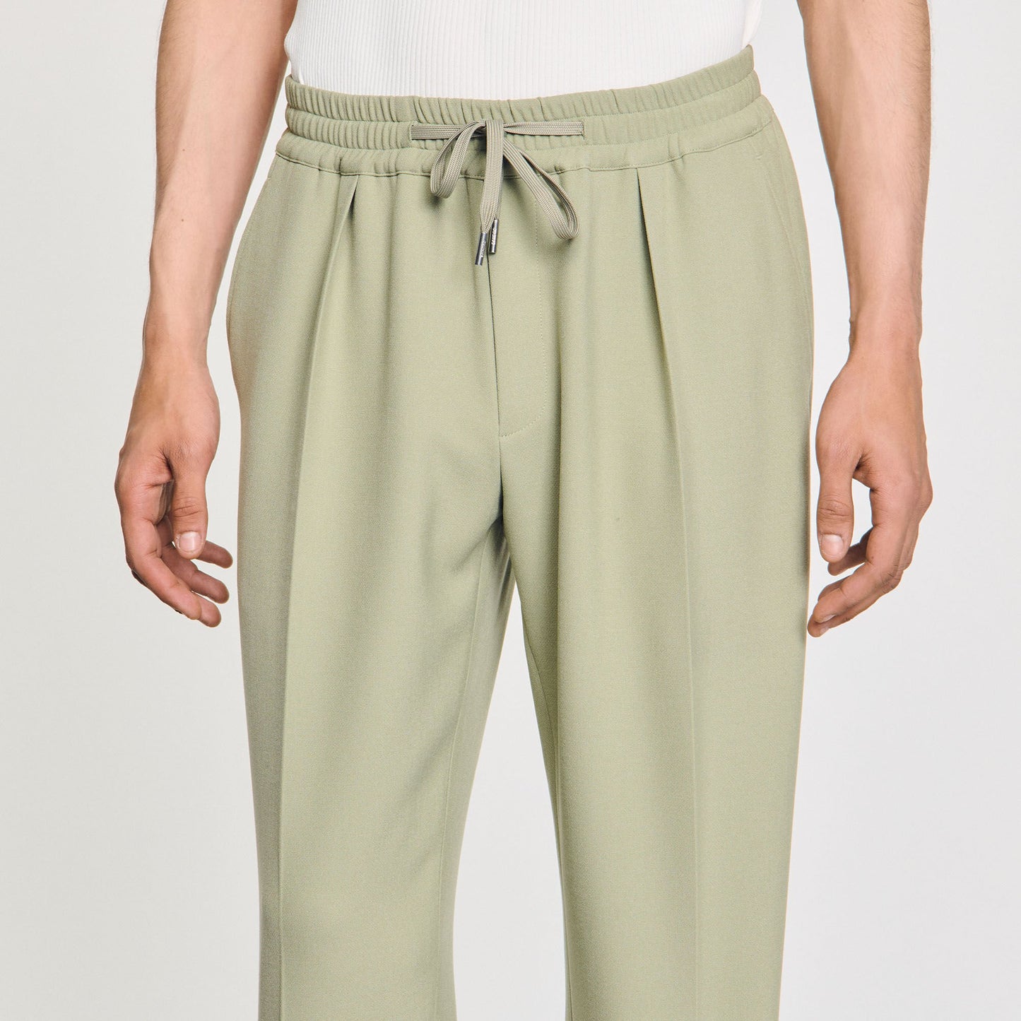 Sandro Elasticated straight-leg trousers Light Kaki.