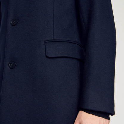 Sandro Wool broadcloth coat Navy Blue