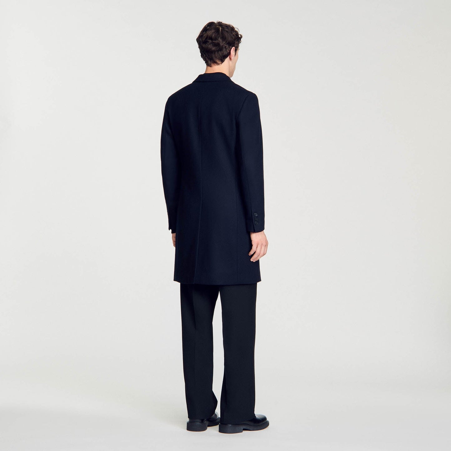 Sandro Wool broadcloth coat Navy Blue