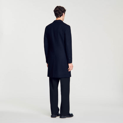 Sandro Wool broadcloth coat Navy Blue