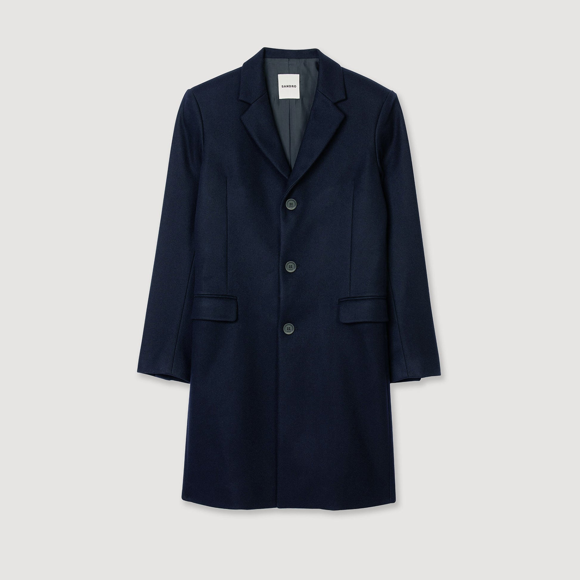 Sandro Wool broadcloth coat Navy Blue