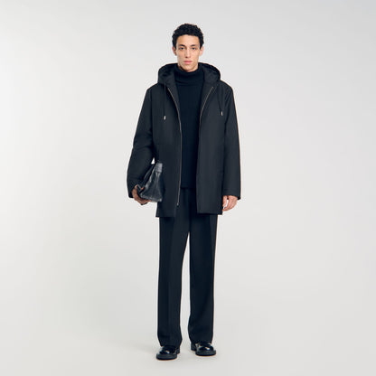 Sandro Hooded parka with zip Black