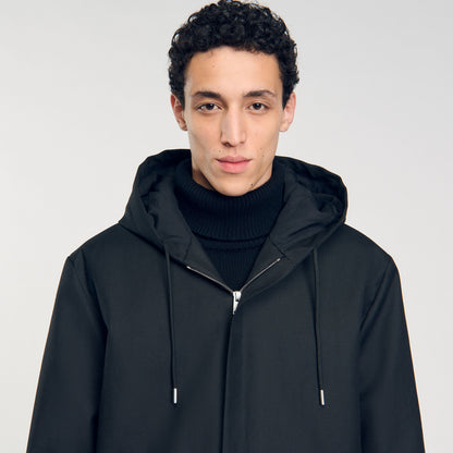 Sandro Hooded parka with zip Black