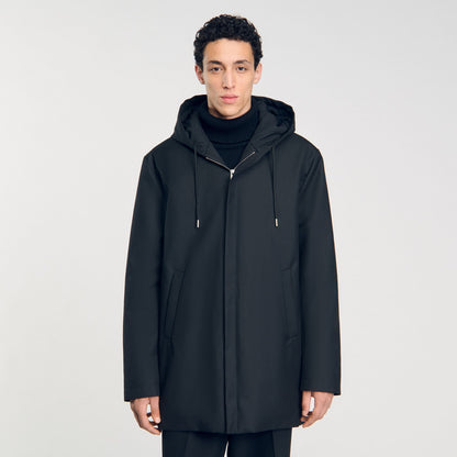 Sandro Hooded parka with zip Black