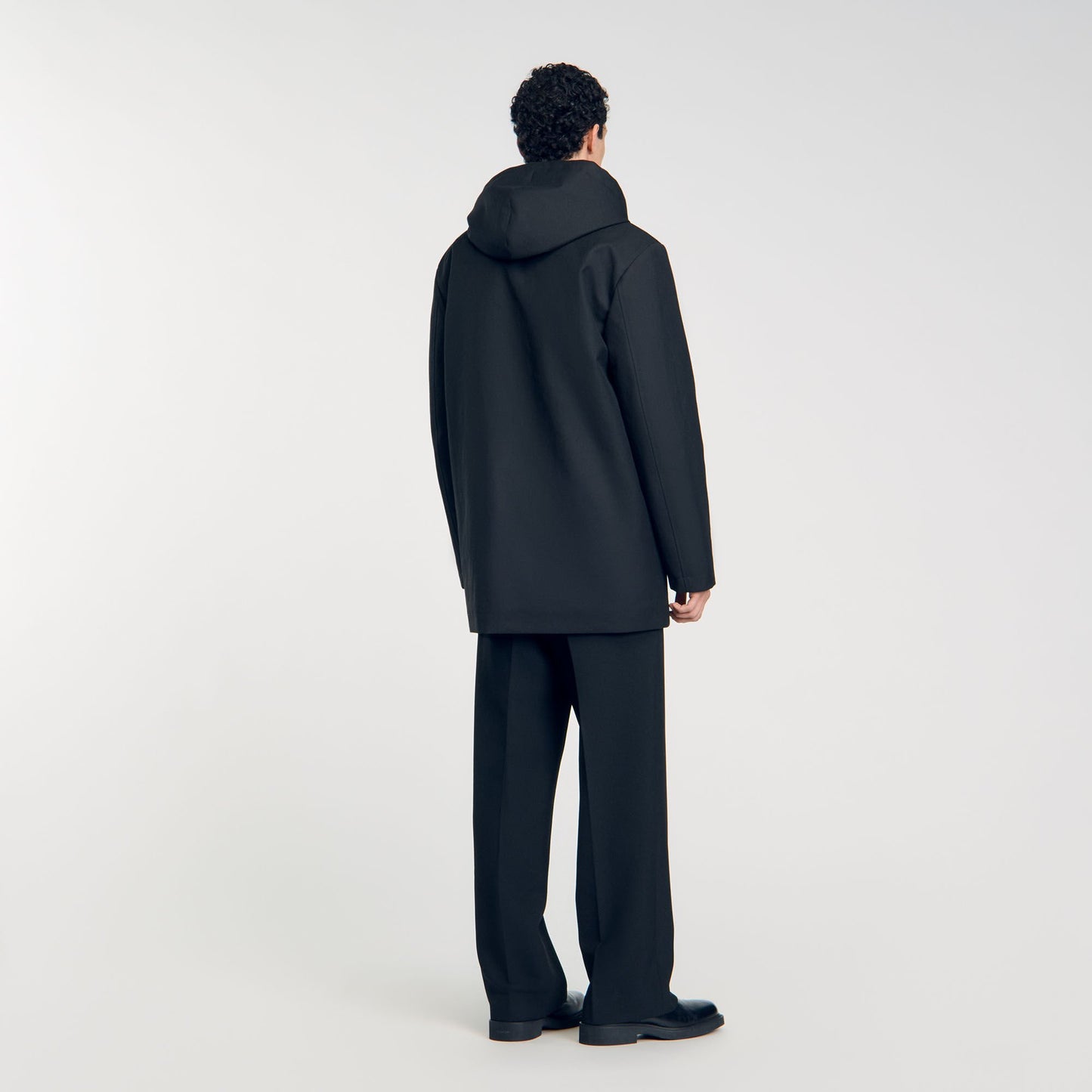 Sandro Hooded parka with zip Black