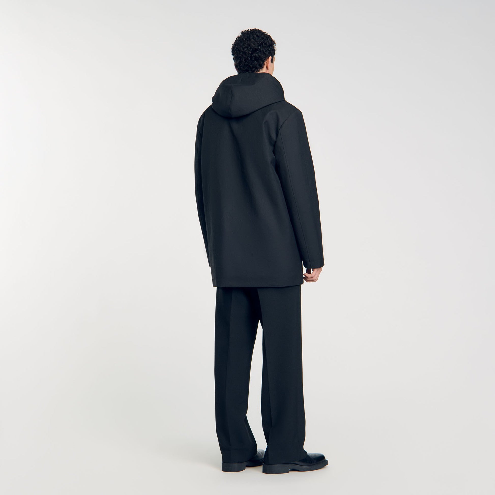 Sandro Hooded parka with zip Black