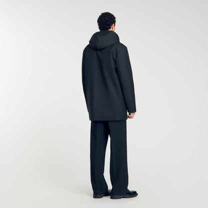 Sandro Hooded parka with zip Black