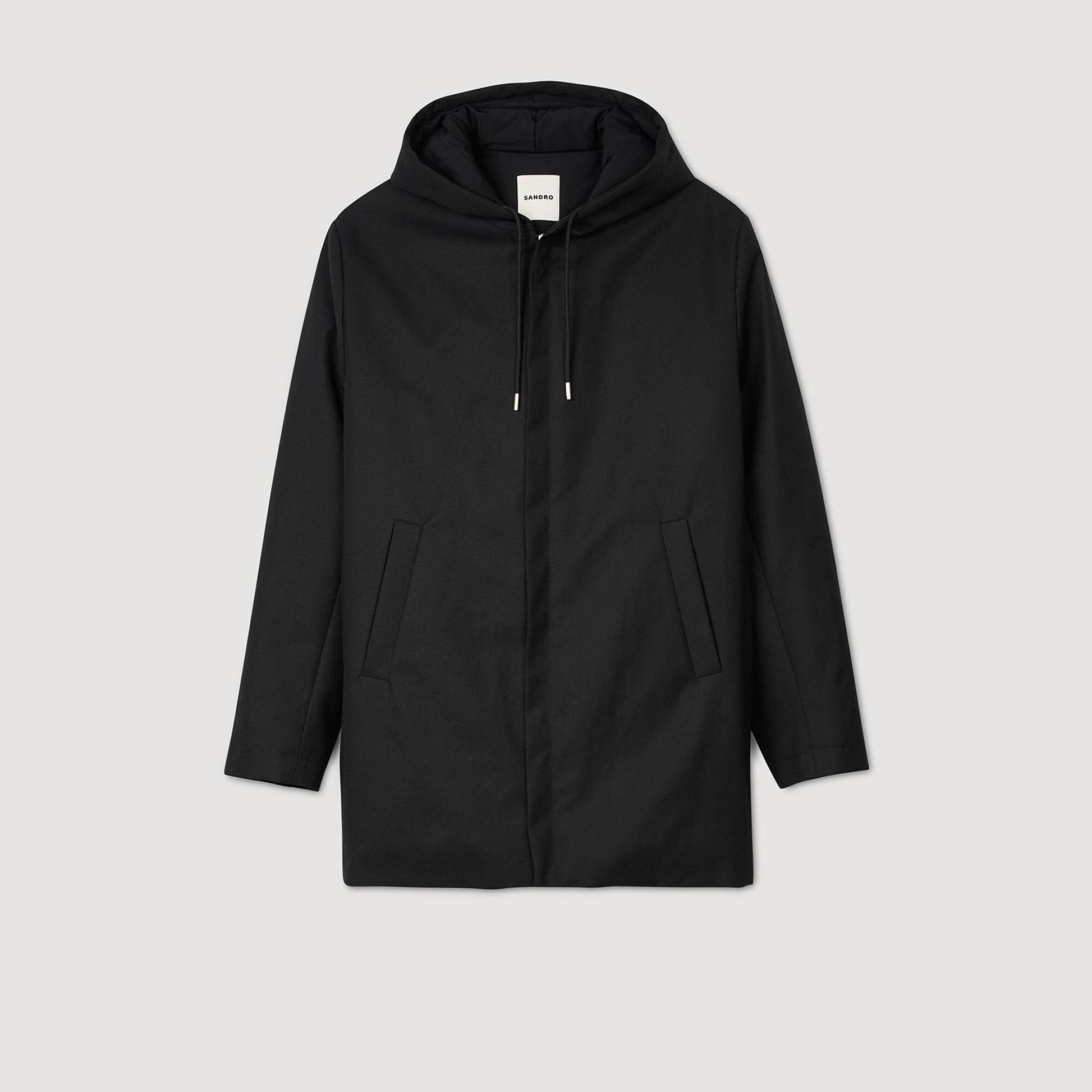 Sandro Hooded parka with zip Black