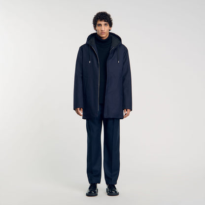 Sandro Hooded parka with zip Navy Blue