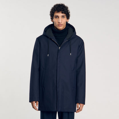 Sandro Hooded parka with zip Navy Blue