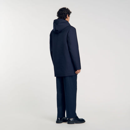 Sandro Hooded parka with zip Navy Blue