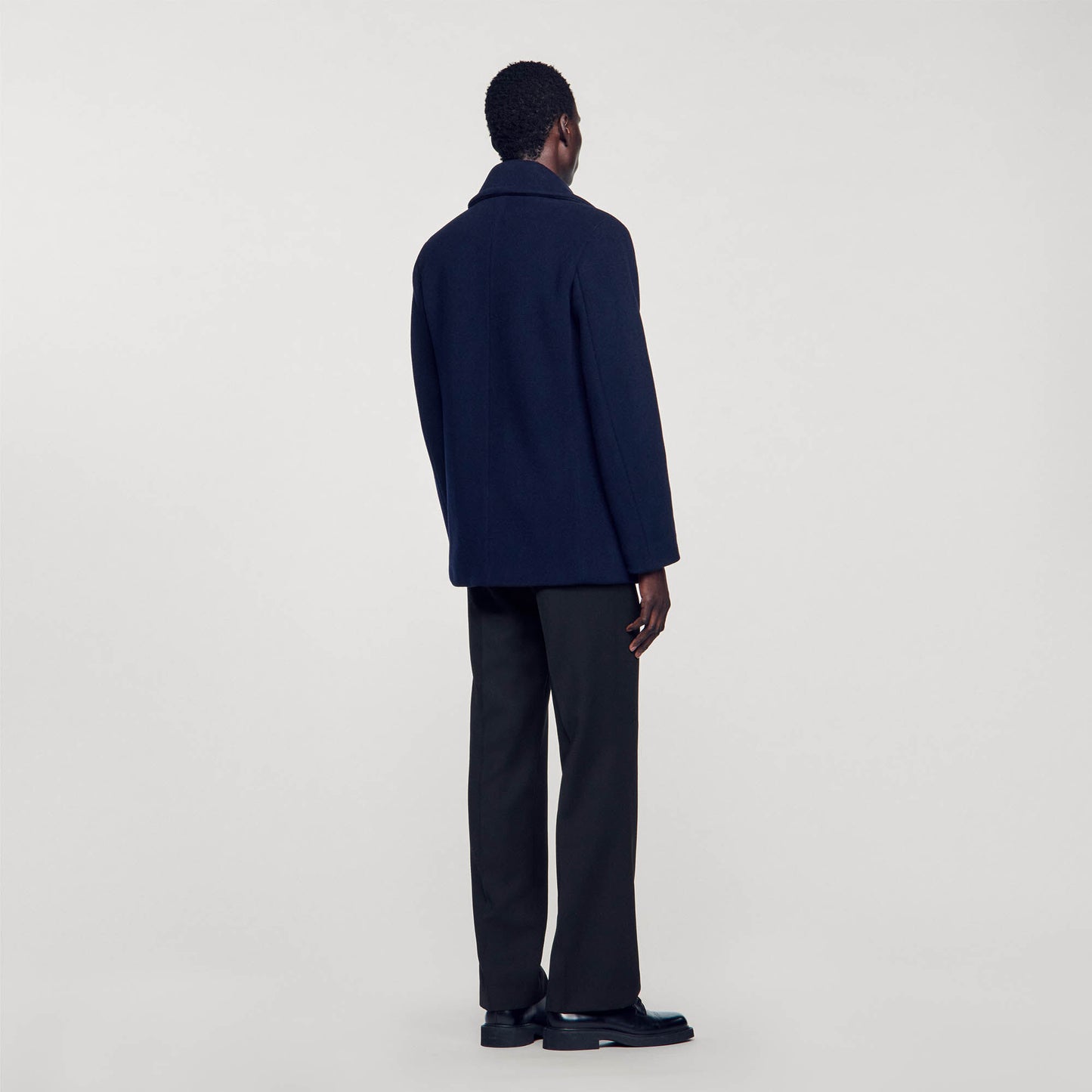 Sandro Straight-fit wool-blend coat Navy Blue