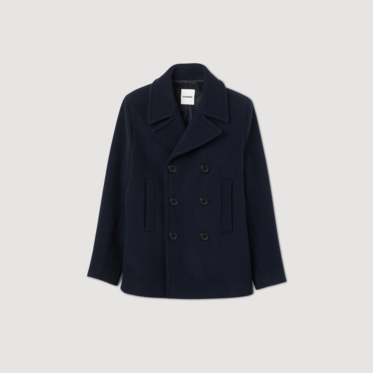 Sandro Straight-fit wool-blend coat Navy Blue