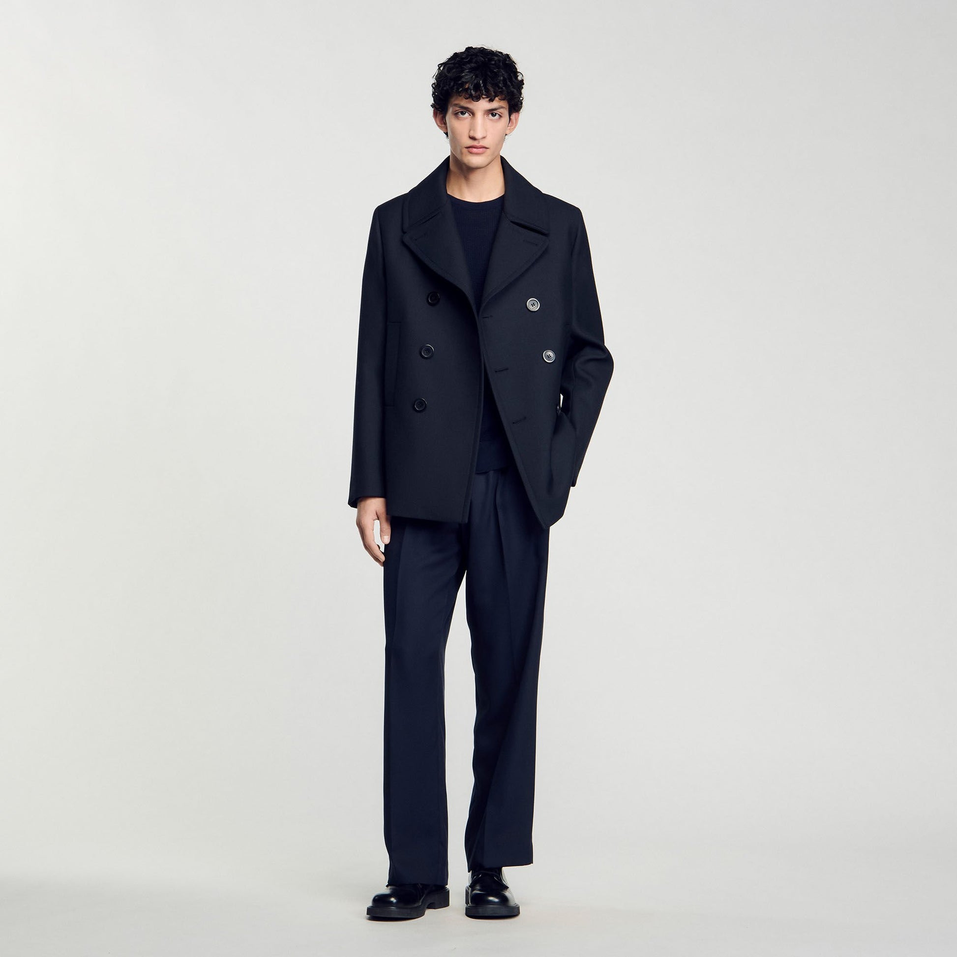 Sandro Wool blend peacoat Navy Blue