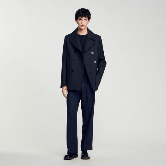 Sandro Wool blend peacoat Navy Blue