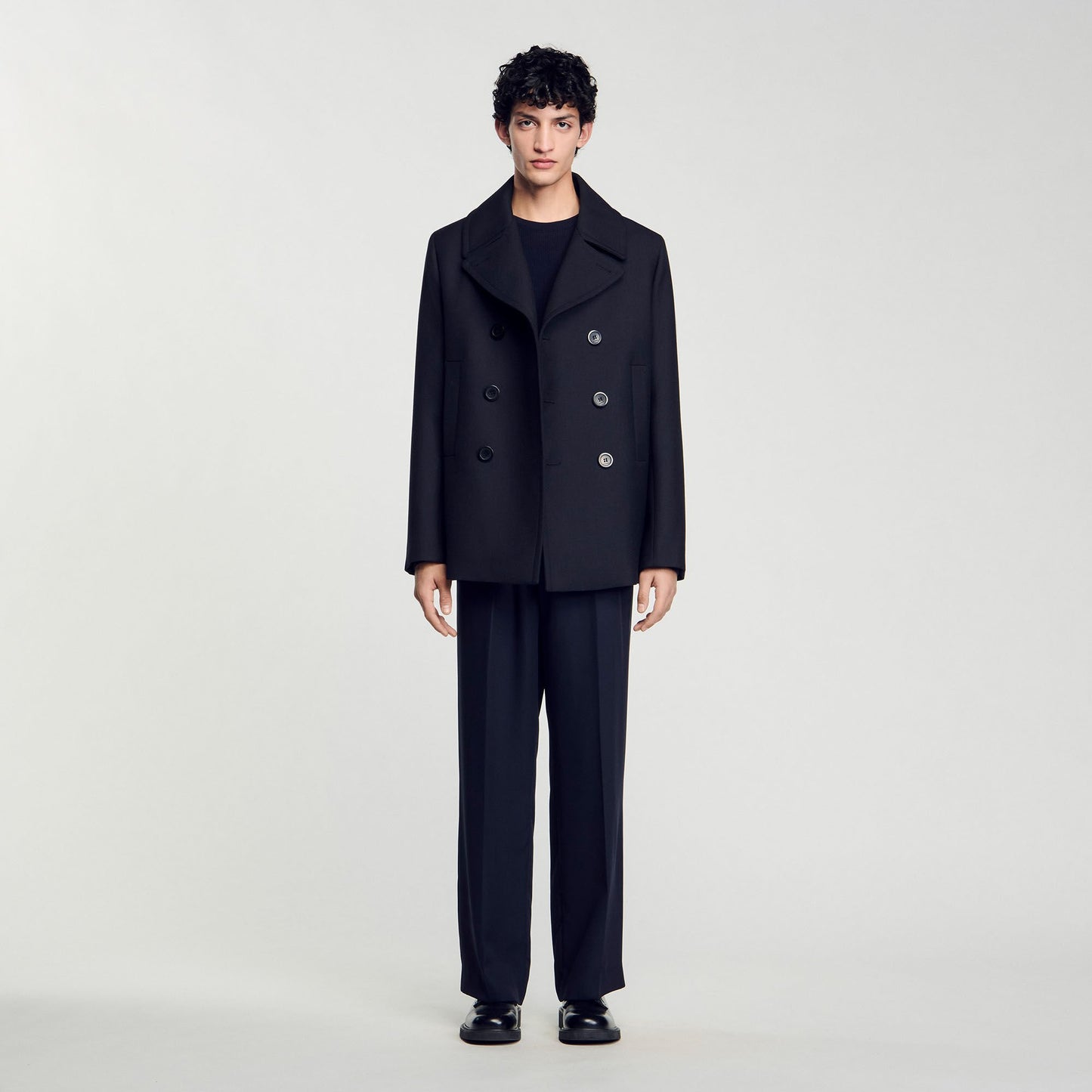 Sandro Wool blend peacoat Navy Blue