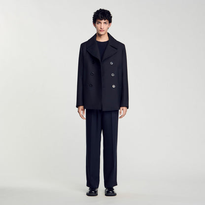 Sandro Wool blend peacoat Navy Blue