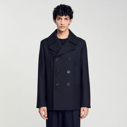 Sandro Wool blend peacoat Navy Blue