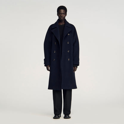 Sandro Double-breasted wool coat Navy Blue