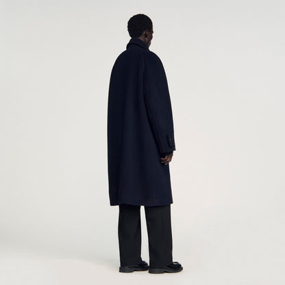 Sandro Double-breasted wool coat Navy Blue