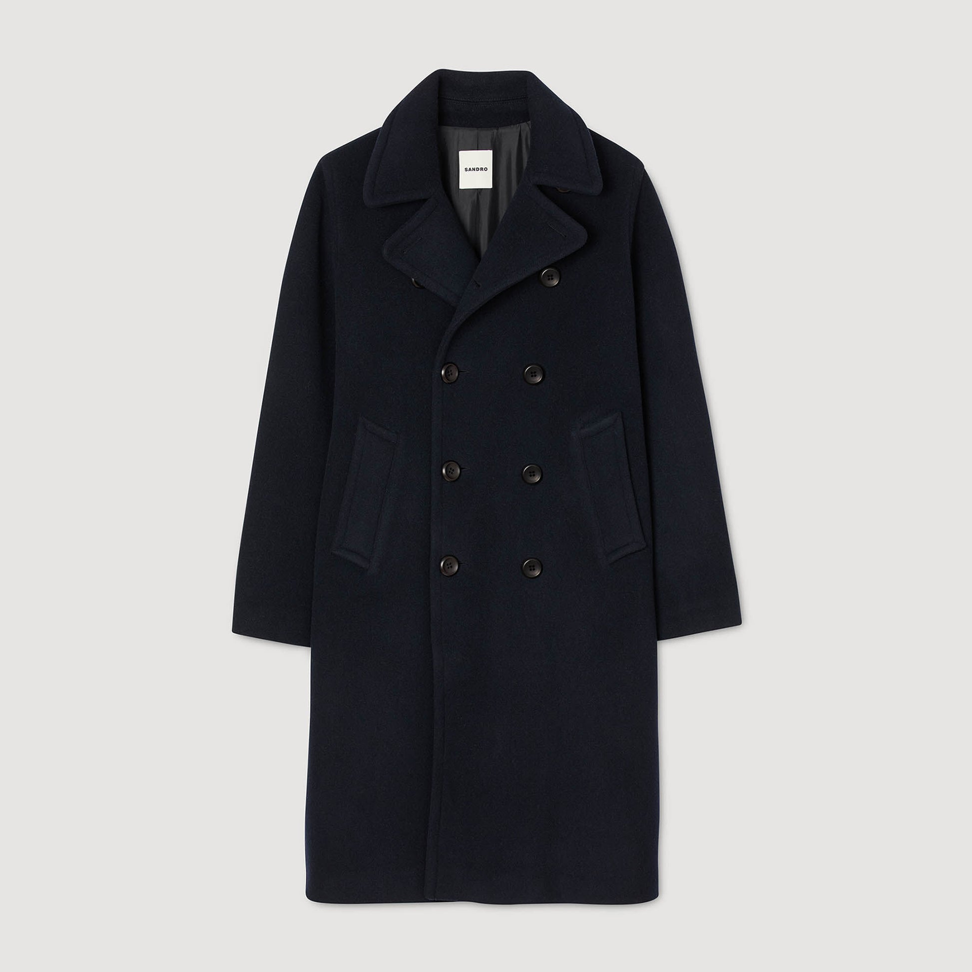 Sandro Double-breasted wool coat Navy Blue