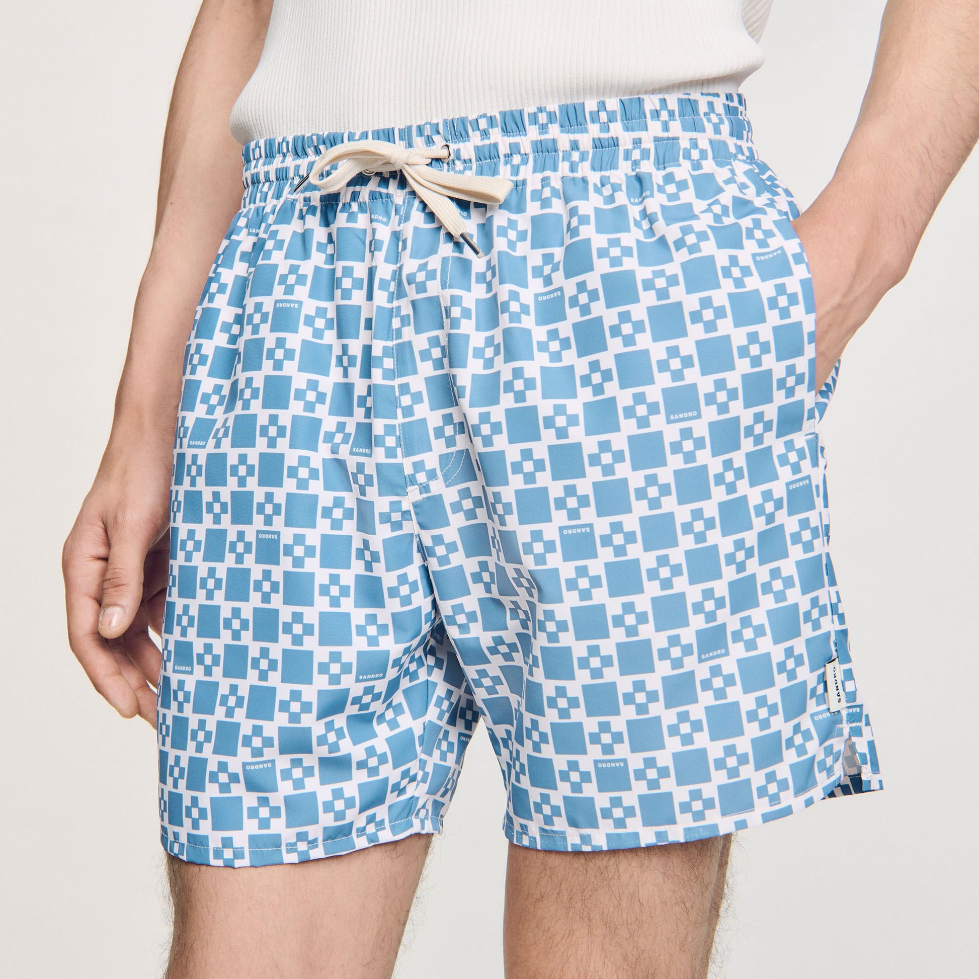Sandro Square Cross swim shorts Blue Sky