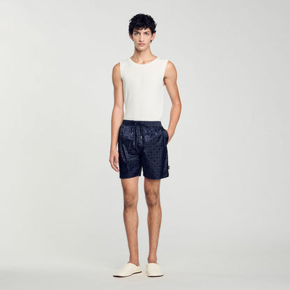 Sandro Square Cross swim shorts Midnight Blue