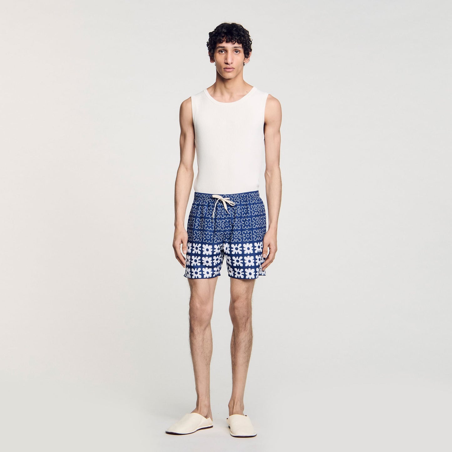 Sandro Floral print swim trunks Midnight Blue