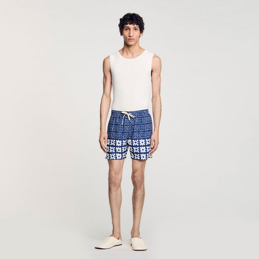 Sandro Floral print swim trunks Midnight Blue
