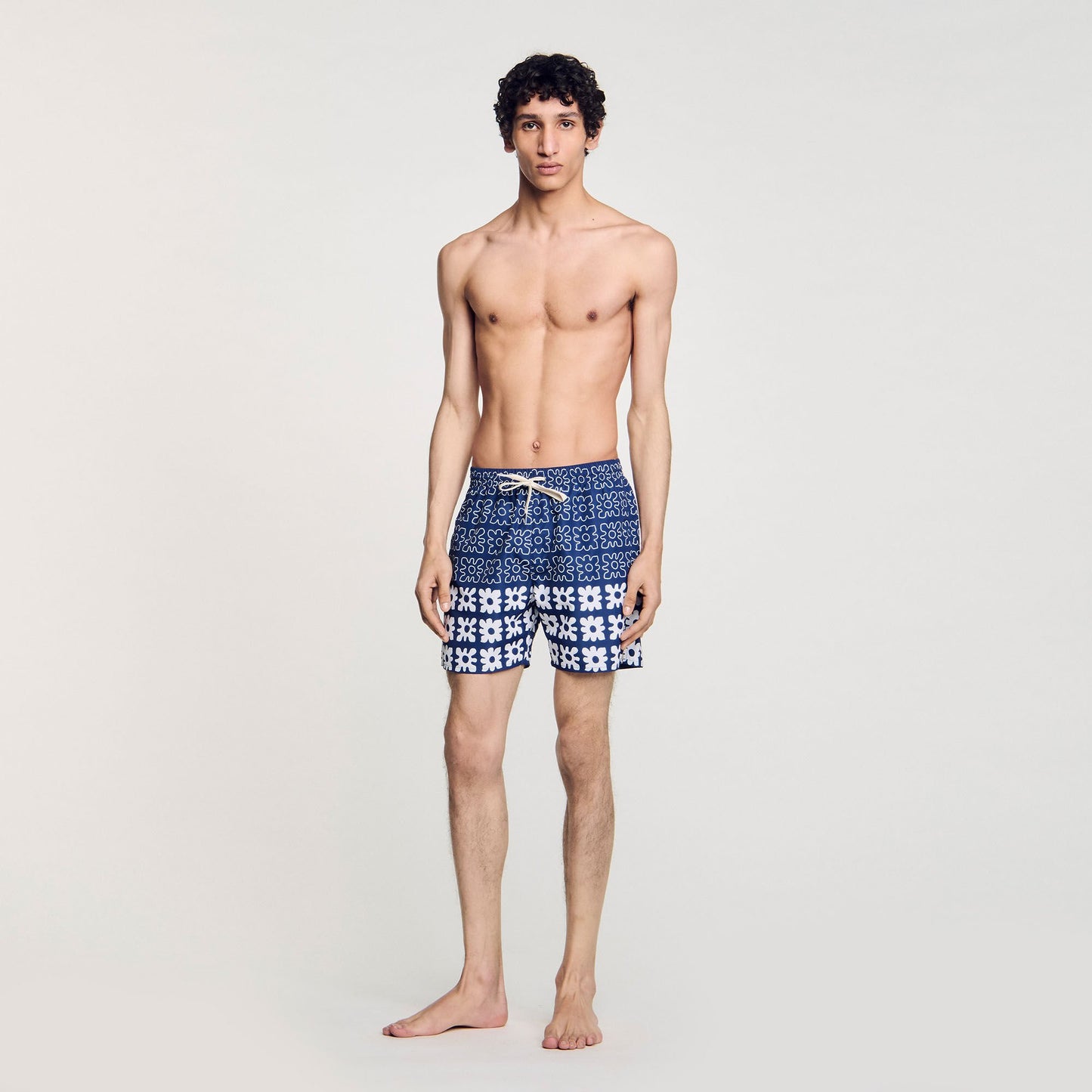 Sandro Floral print swim trunks Midnight Blue