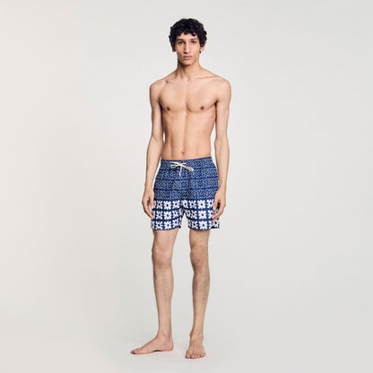 Sandro Floral print swim trunks Midnight Blue