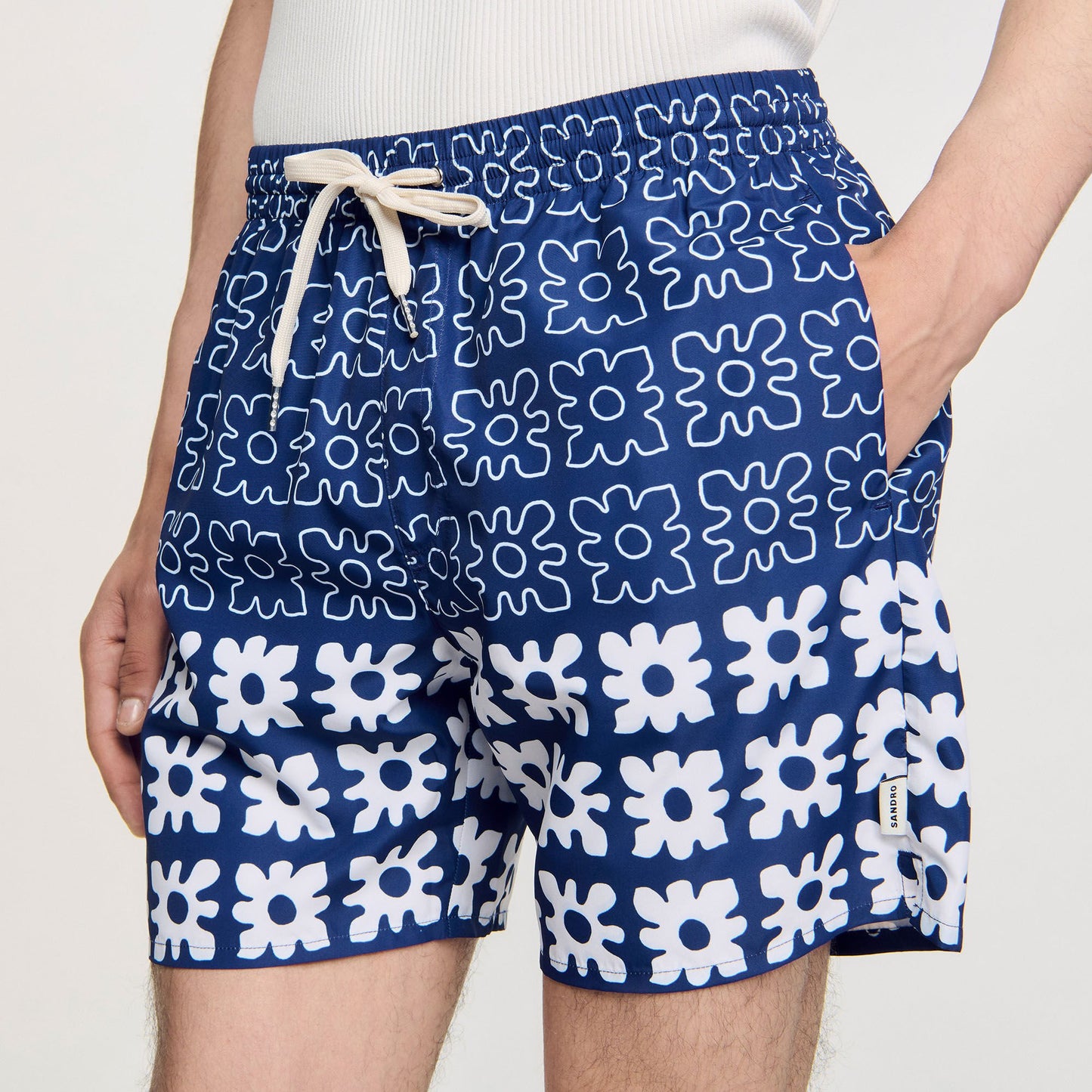 Sandro Floral print swim trunks Midnight Blue