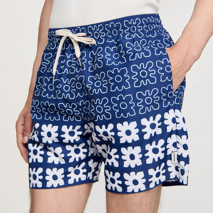 Sandro Floral print swim trunks Midnight Blue