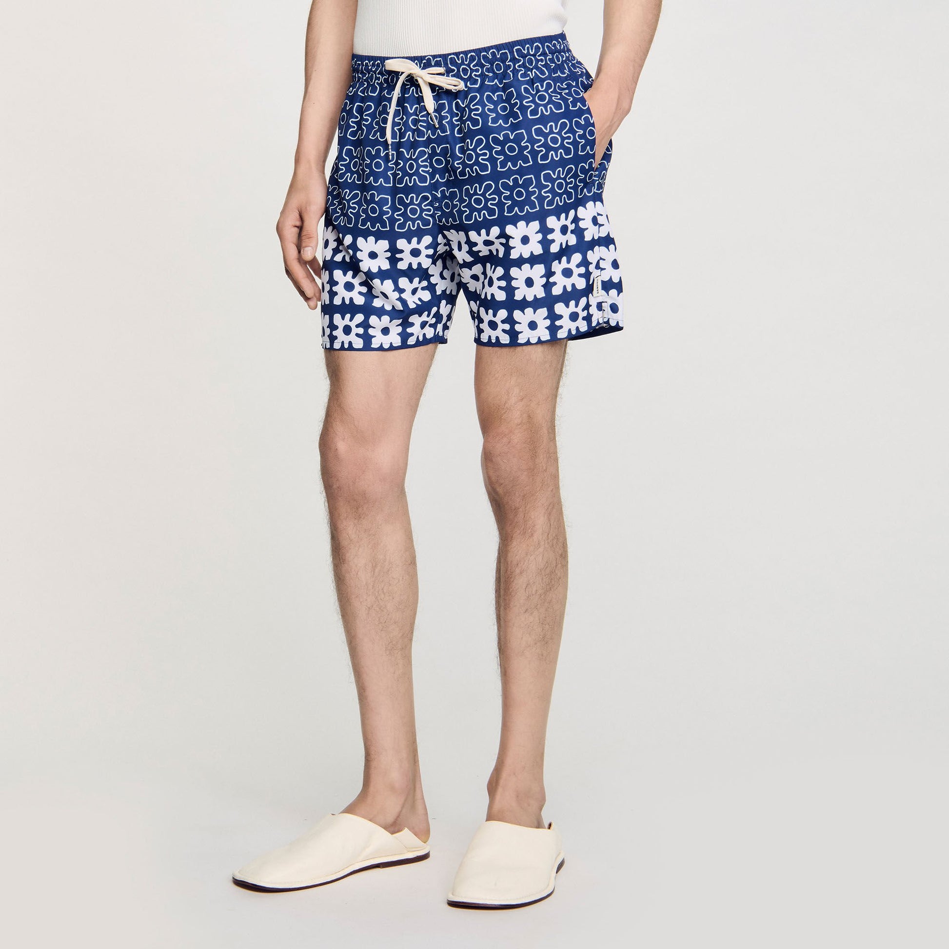 Sandro Floral print swim trunks Midnight Blue