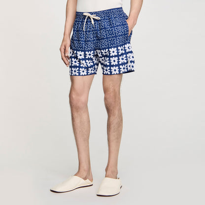 Sandro Floral print swim trunks Midnight Blue