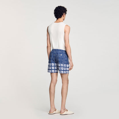 Sandro Floral print swim trunks Midnight Blue