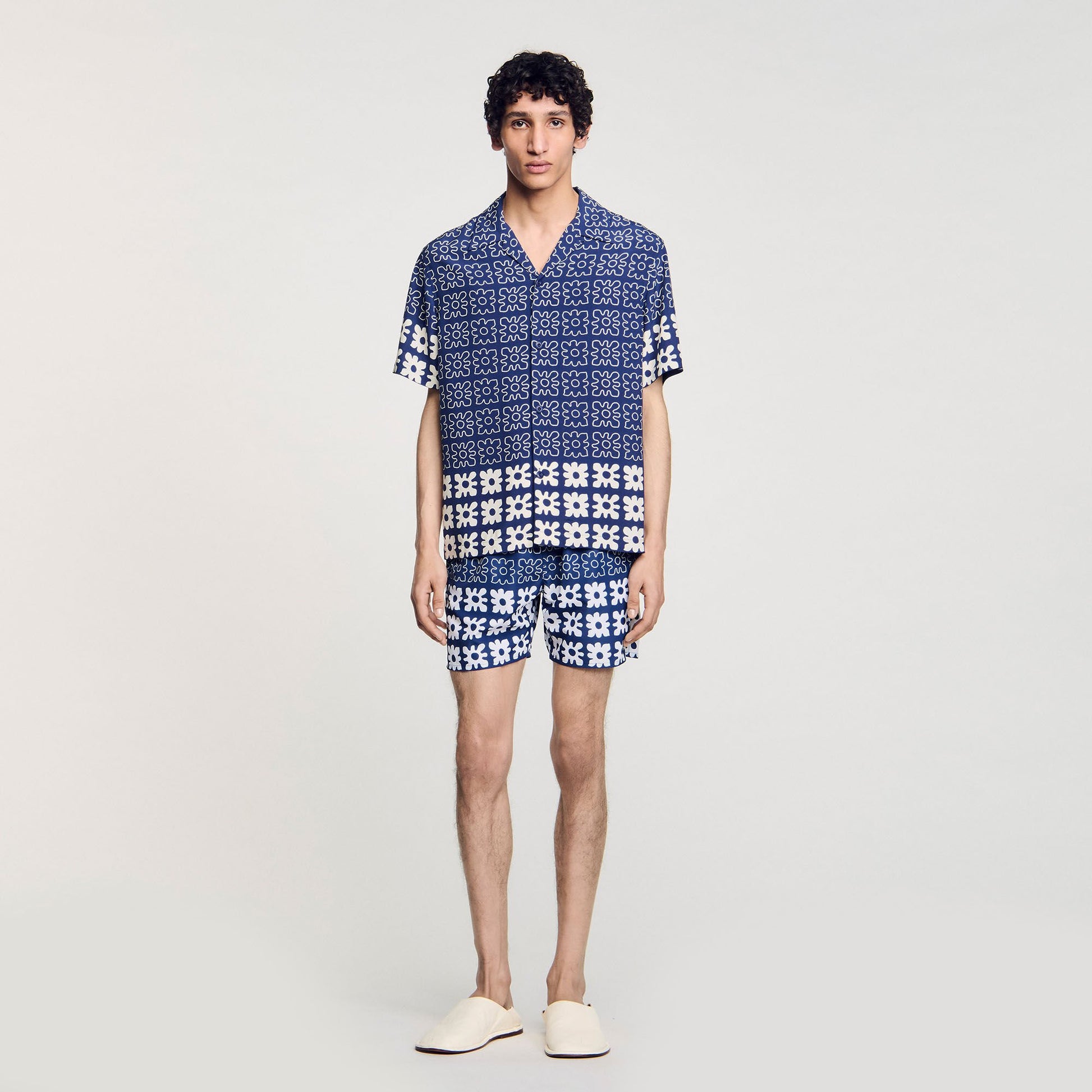 Sandro Floral print swim trunks Midnight Blue