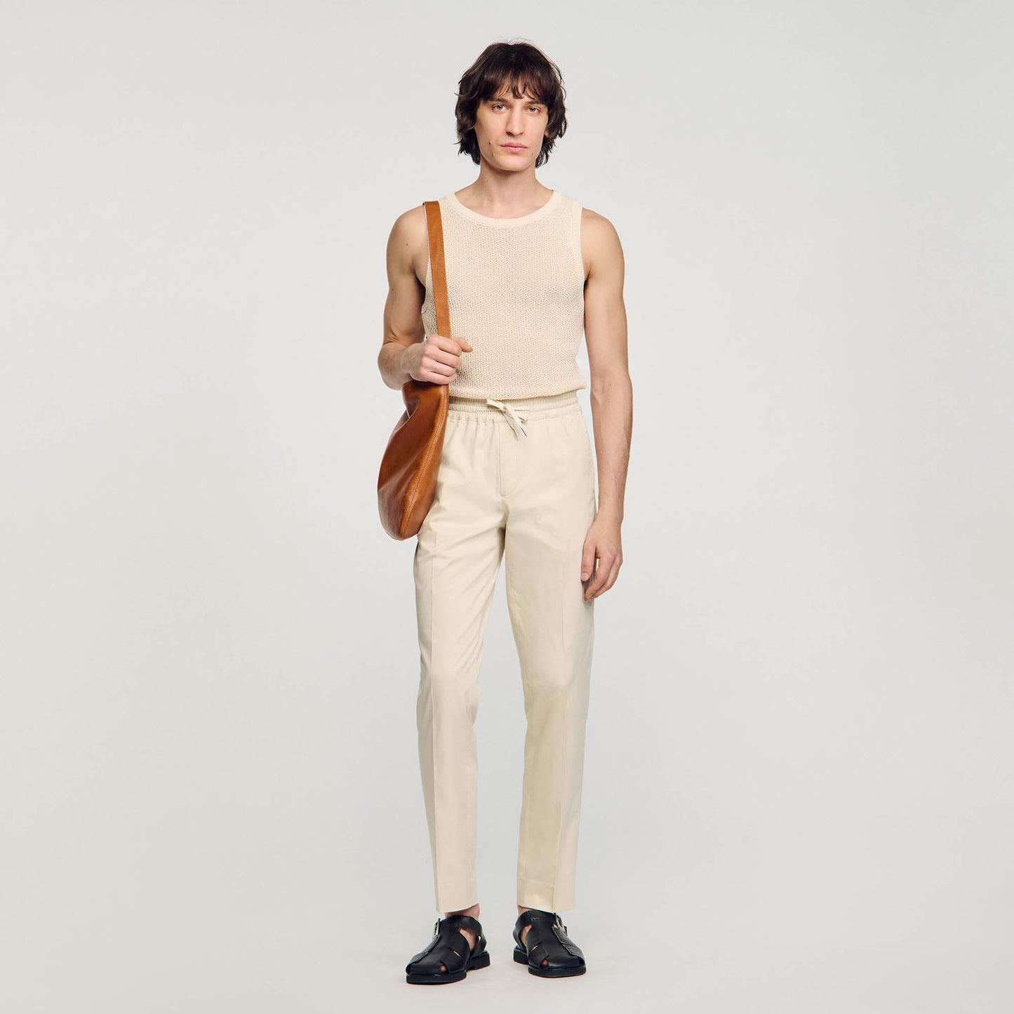 Sandro Elasticated straight-leg trousers Light Beige
