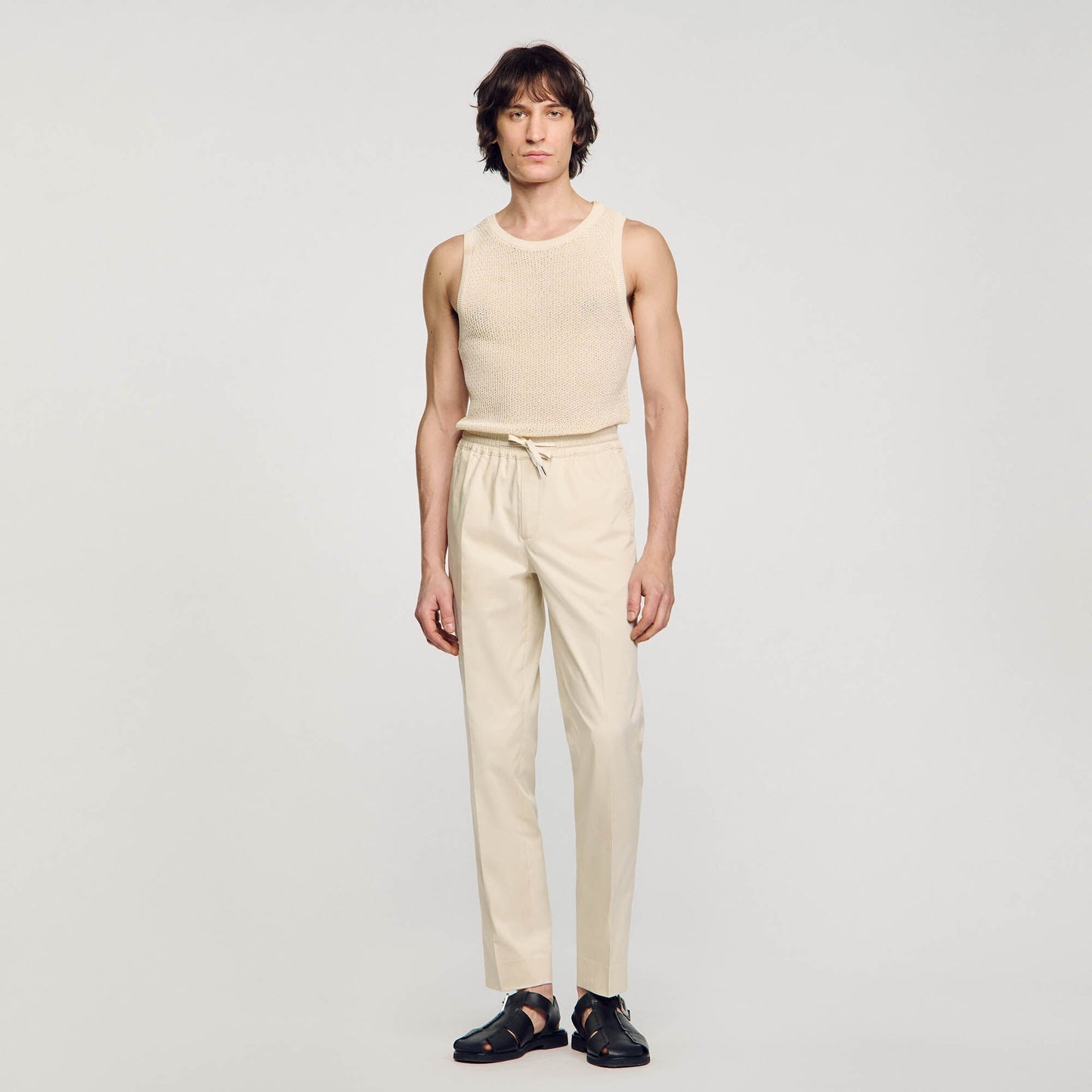 Sandro Elasticated straight-leg trousers Light Beige